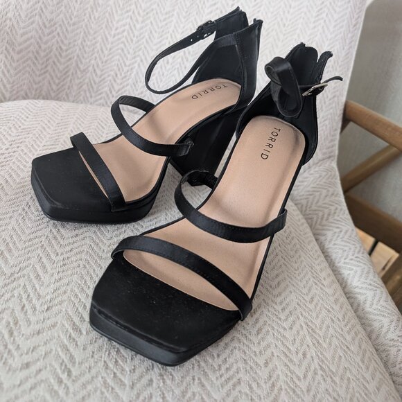 Torrid Black Strappy Block Heels - Picture 2 of 4